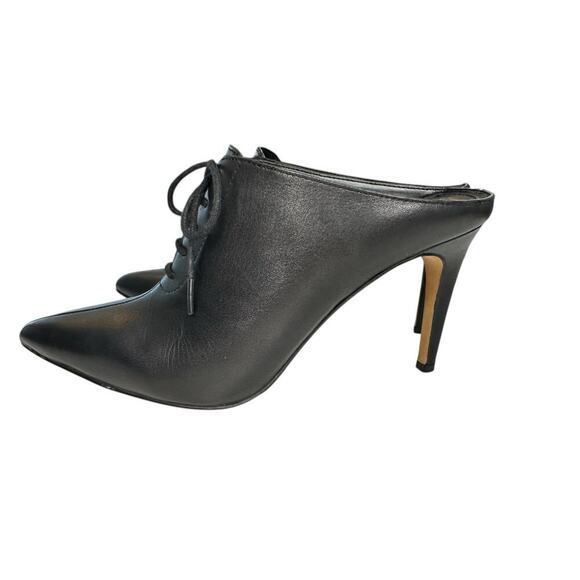 Vince Camuto Maivyn Leather High Heel Mules 6 Black Slip On Pointed Toe Dressy - Picture 1 of 8
